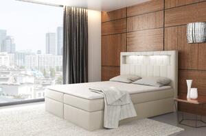 Dizajnová posteľ Elyan s úložným priestorom béžová eko koža 180 x 200 + topper zdarma