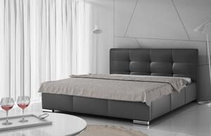 Luxusná čalúnená posteľ Latium s úložným priestorom čierna eko koža 200 x 200