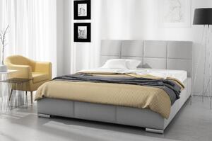 Dizajnová posteľ Prato s vysokým čelom a úložným priestorom šedá eko koža 180 x 200