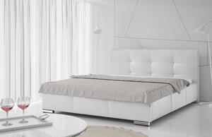 Luxusná čalúnená posteľ Latium s úložným priestorom biela eko koža 200 x 200