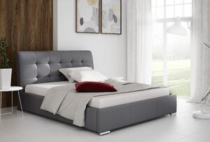 Moderná čalúnená posteľ Evelyn s úložným priestororm šedá eko koža 200 x 200