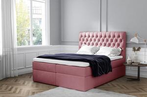 Elegantná čalúnená posteľ Mandy s úložným priestororm ružová 200 x 200 + topper zdarma
