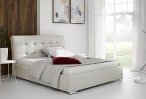 Moderná čalúnená posteľ Evelyn s úložným priestororm béžová eko koža 200 x 200