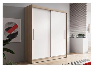 Šatníková skriňa Vala 150 cm, dub sonoma korpus, biele dvere