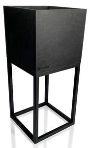 Čierny minimalistický kovový kvetináč 22X22X50 cm Čierna