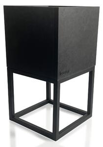 Tlmený a minimalistický čierny kovový kvetináč 22X22X40 cm Čierna