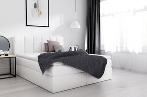 Štylová manželská posteľ Sven s úložným priestorom biela eko koža 160 x 200 + topper