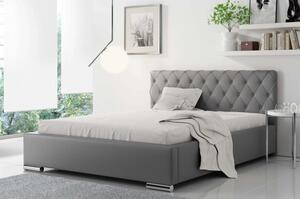 Čalúnená manželská posteľ Piero 180x200, šedá eko koža