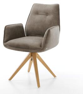 DELIFE Jedálenská stolička Zoa-Flex mikrovlákno taupe vintage drevená podstava hranatá prírodná vrecková pružina