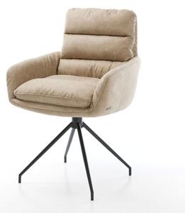 DELIFE Jedálenská stolička Abelia-Flex s opierkami mikrovlákno béžová vintage krížová podstava zúžená čierna
