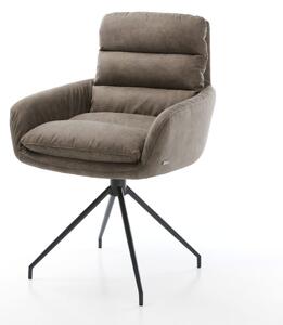 DELIFE Jedálenská stolička Abelia-Flex s opierkami mikrovlákno taupe vintage krížová podstava zúžená čierna