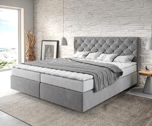 DELIFE Boxspring posteľ Dream-Great 180x200 cm mikrovlákno sivá s matracom a topperom