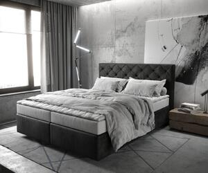 DELIFE Boxspring posteľ Dream-Great 160x200 cm mikrovlákno antracitová vintage s matracom a topperom