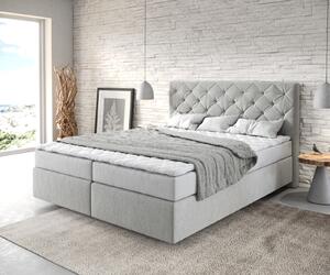 DELIFE Boxspring posteľ Dream-Great 160x200 cm mikrovlákno strieborno-šedá s matracom a topperom