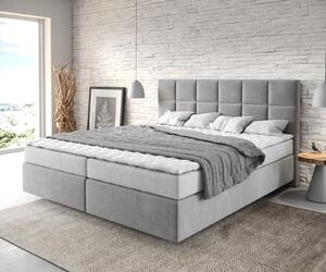 DELIFE Boxspring posteľ Dream-Fine 180×200 cm mikrovlákno sivá s matracom a topperom