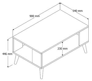 Dizajnový konferenčný stolík Queniva 90 cm vzor dub