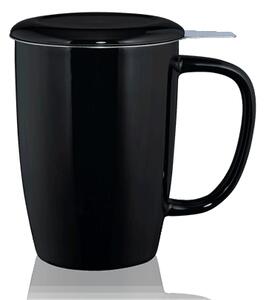 Kusmi Tea Vysoký hrnček na čaj T.TOTEM s nerezovým sitkom, 0,44 l, čierny 5000000291