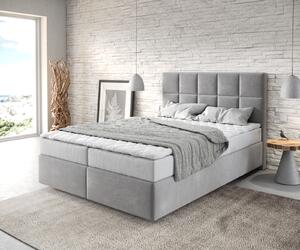 DELIFE Boxspring posteľ Dream-Fine 140×200 cm mikrovlákno sivá s matracom a topperom