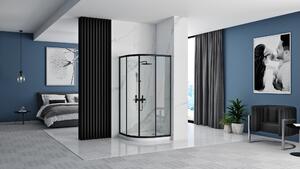 Sprchová kabína REA Look Black 90x90 + Sprchová vanička Look White