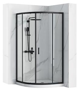 Sprchová kabína REA Look Black 90x90 + Sprchová vanička Look White