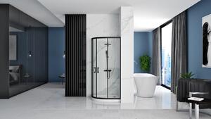 Rea Look, štvrťkruhový sprchovací kút 80x80x190 cm + biela sprchová vanička, KPL-10006