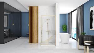 Rea Rapid Slide, sprchovací kút s posuvnými dverami 110(dvere) x 80(stena), 6mm číre sklo, zlatý lesklý profil, KPL-K5628