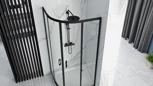 Rea Look, štvrťkruhový sprchovací kút 80x80x190 cm + biela sprchová vanička, KPL-10006
