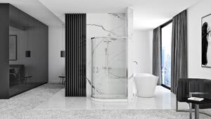 Rea Look, štvrť-kruhový sprchovací kút 100x80x190 cm + biela sprchová vanička, pravá, KPL-10002