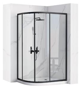 Sprchová kabína REA Look Black 80x100 + Sprchová vanička Look White