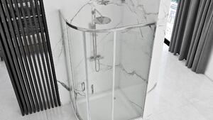 Rea Look, štvrť-kruhový sprchovací kút 100x80x190 cm + biela sprchová vanička, pravá, KPL-10002