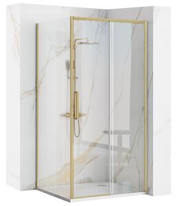 Rea Rapid Slide, sprchovací kút s posuvnými dverami 100(dvere) x 80(stena), 6mm číre sklo, zlatý matný profil, KPL-K5643