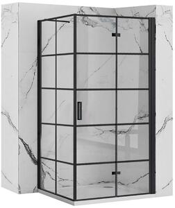 Rea Molier Black, sprchový kút so skladacími dverami 90(dvere) x 90(stena), 6mm číre sklo, čierny profil, KPL-K8538