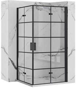 Rea Molier Black Double, sprchový kút so skladacími dverami 90(dvere) x 90(dvere), 6mm číre sklo, čierny profil, KPL-22012