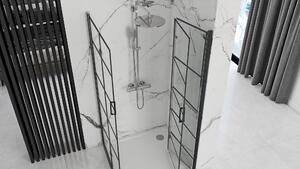 Rea Molier Black Double, sprchový kút so skladacími dverami 80(dvere) x 80(dvere), 6mm číre sklo, čierny profil, KPL-K3011