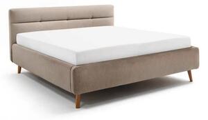 Béžová čalúnená dvojlôžková posteľ s úložným priestorom s roštom 160x200 cm Lotte – Meise Möbel