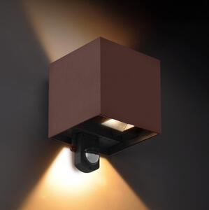 Brilagi - LED vonkajšie nástenné svietidlo so senzorom CUBE LED/6W/230V hnedé IP65