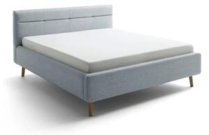Sivomodrá čalúnená dvojlôžková posteľ s úložným priestorom s roštom 180x200 cm Lotte – Meise Möbel