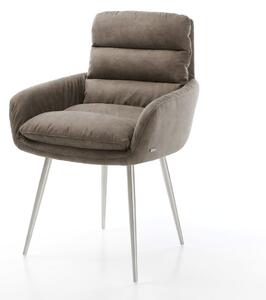 DELIFE Jedálenská stolička Abelia-Flex s opierkami mikrovlákno taupe vintage 4-nohá zúžená nerezová oceľ