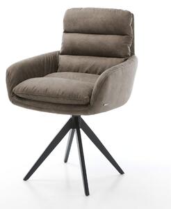 DELIFE Jedálenská stolička Abelia-Flex s opierkami mikrovlákno taupe vintage krížová podstava hranatá čierna