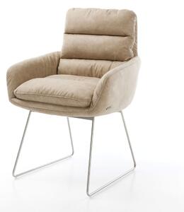 DELIFE Jedálenská stolička Abelia-Flex s opierkami mikrovlákno béžová vintage tenká podstava nerezová oceľ