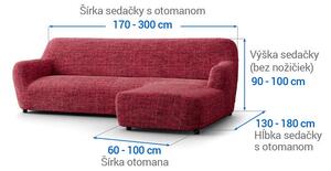 Bielastické poťahy VITTORIA bordó sedačka s otomanom vpravo (š. 170 - 300 cm)