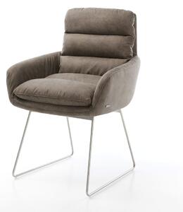 DELIFE Jedálenská stolička Abelia-Flex s opierkami mikrovlákno taupe vintage tenká podstava nerezová oceľ