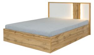 Manželská posteľ WOOD, 160x200, dub wotan/biela