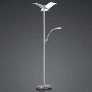 Stojacia lampa LED Dual s lampou na čítanie, nikel