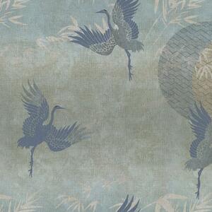 Luxusná modrá vliesová tapeta na stenu, vtáky 72906, Zen, Emiliana Parati