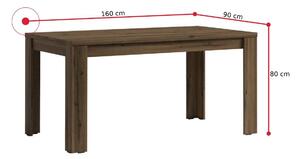 Jedálenský stôl AVINON, 160x80x90, dub noble/čierna