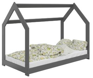 AMI nábytok Detská posteľ DOMČEK D2 80x160cm masív šedá