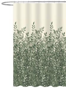 Aqualine, Sprchový záves 180x200cm, polyester, zelené listy, ZP012
