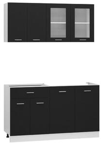 4-dielna súprava kuchynských skriniek čierna drevotrieska