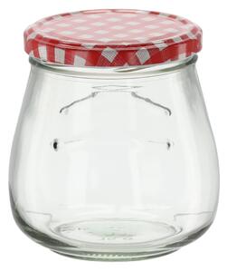 Sklenená zaváraninová fľaša s károvaným červeno-bielym vrchnákom 500 ml 41553